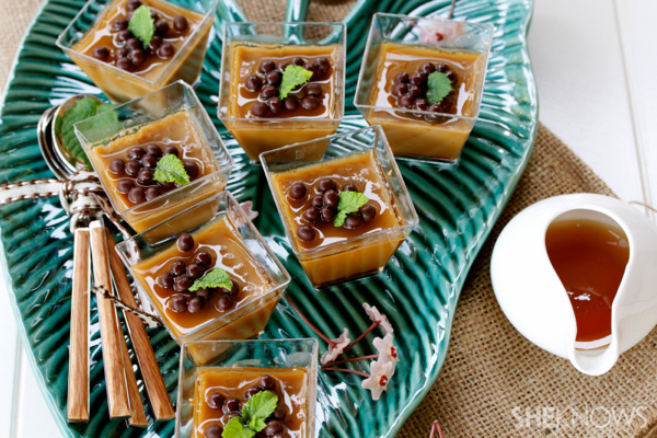 Espresso panna cotta with reduced amaretto syrup