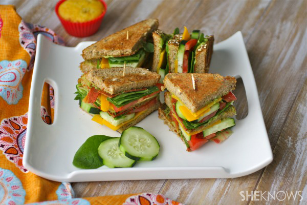 Meatless Monday: Veggie club sandwiches with garlic-avocado spread