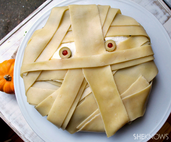 Baked meatloaf mummy