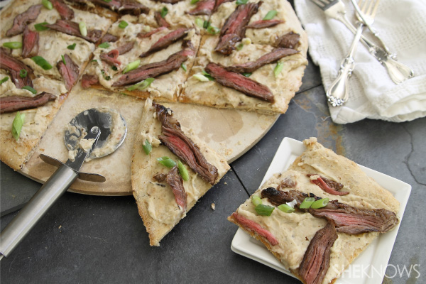 Sliced steak flatbread & apple slaw