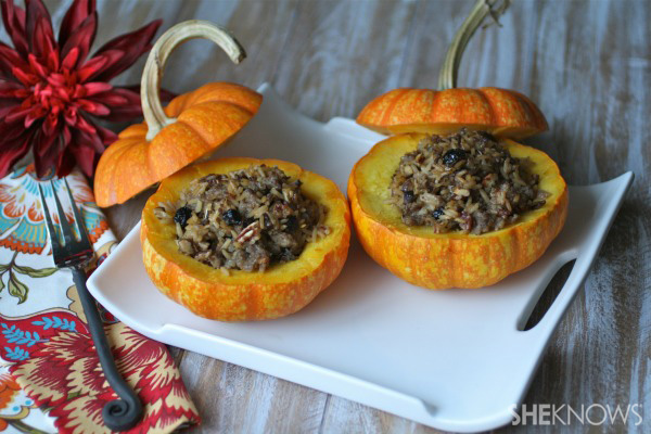 Wild rice and sausage-stuffed mini pumpkins