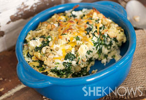 Spinach and cheese bread pudding