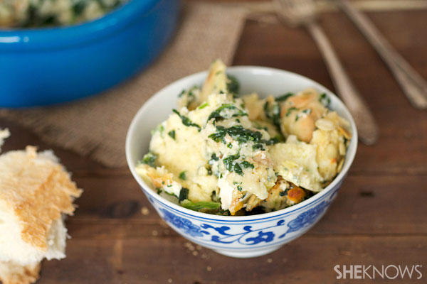Spinach-and-cheese bread pudding