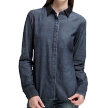 The Classic Chambray Shirt with Leather Collar