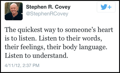 Inspirational tweet from Stephen R. Covey