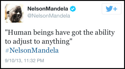 Inspirational tweet from Nelson Mandela