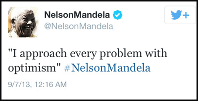 Inspirational tweet from Nelson Mandela