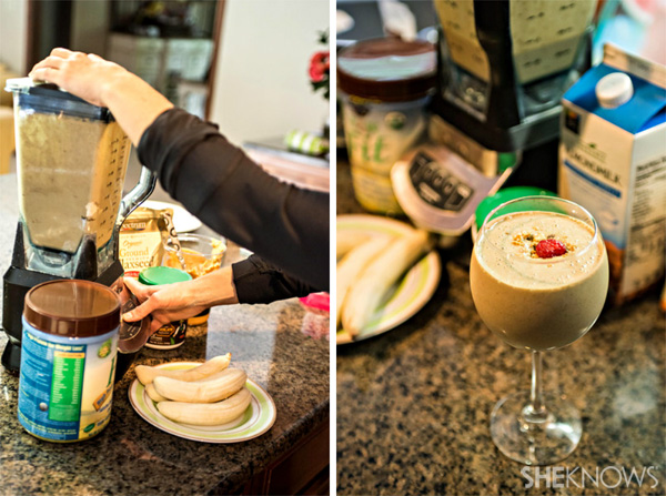 Healthy smoothie: Raw chocolate peanut butter and banana