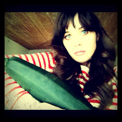 Zooey Deschanel gardening