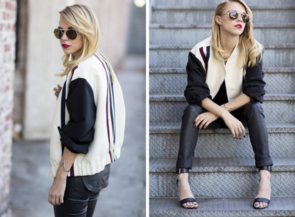 Leather bomber jacket