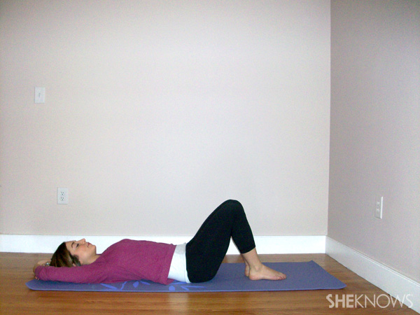 Fish pose (soles of feet together, arms overhead)