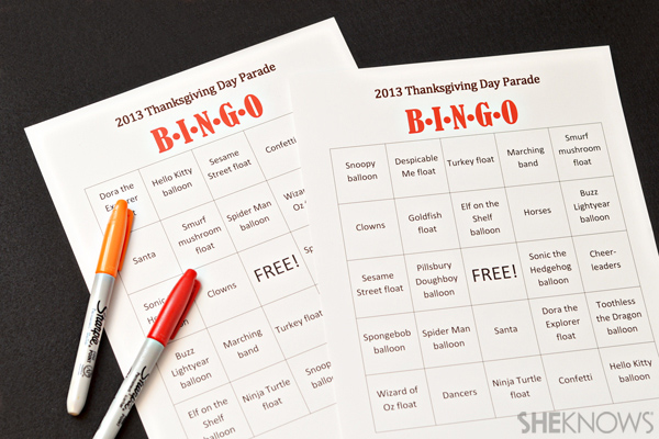 Thanksgiving Day Parade bingo cards