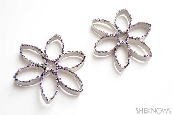 Glitter toilet paper roll snowflakes