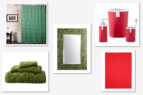 Decorating with red and green: Bathroom
