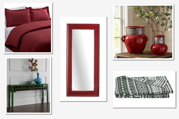 Decorating with red and green: Bedroom