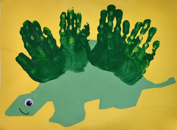 handprint dinosaur art project
