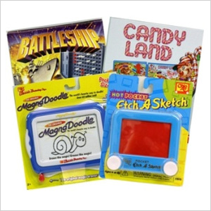 assortment of travel games