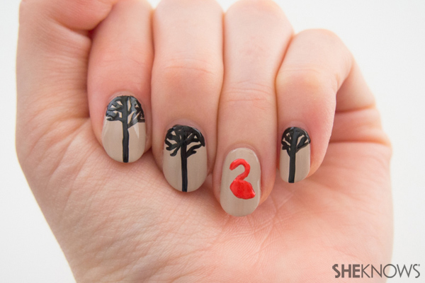 Moon branches nail design | Sheknows.com -- flamingo