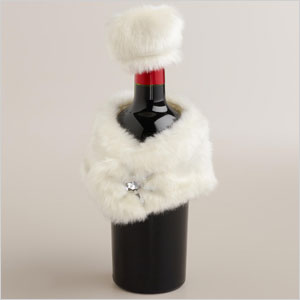 Fur wine bottle wrap