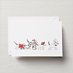 Holiday dog parade greeting card