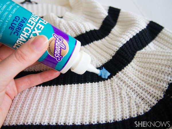 DIY Holiday sweater with sequin stripes | Sheknows.com -- glue