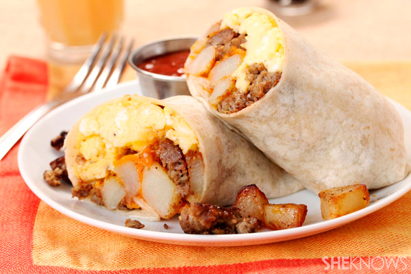 Breakfast burritos with sage sausage