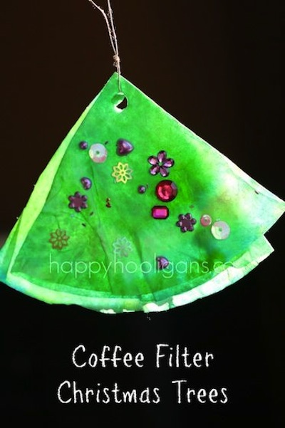 Cofee filter Christmas tree craft