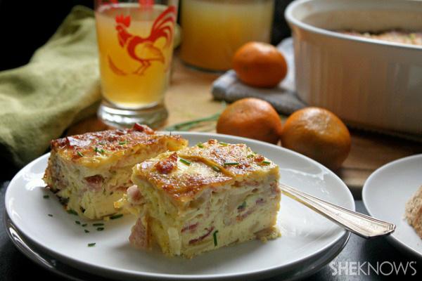 Country style bacon, apple and cheese egg bake recipe
