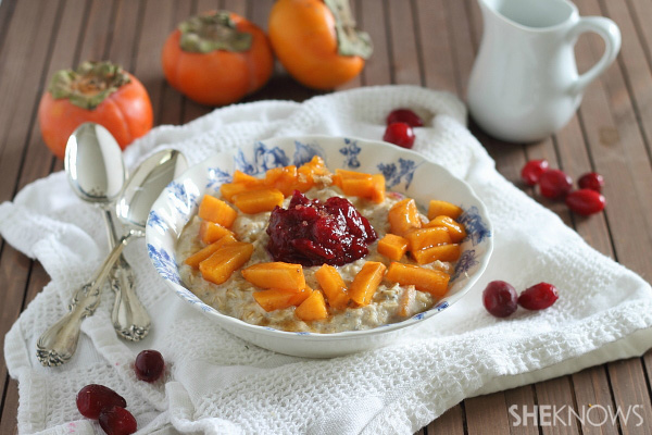 Persimmon and cranberry holiday oats