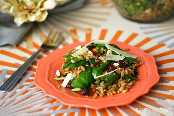 Farro, spinach, and cranberry salad