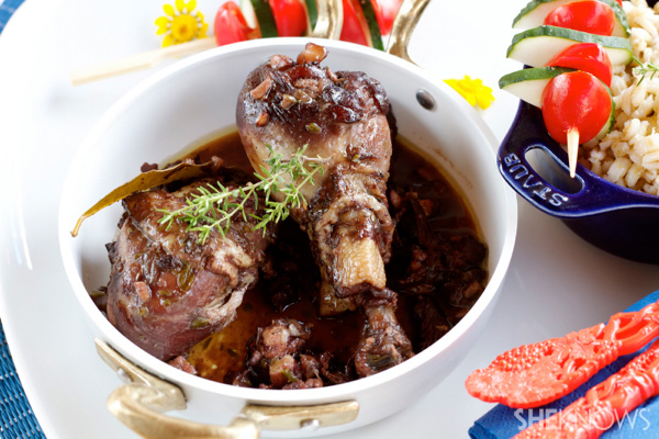 Red wine chicken with mushrooms