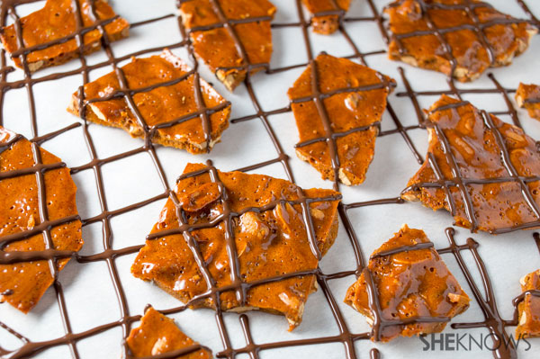 Peanut brittle with chocolate drizzle | SheKnows.com
