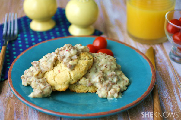 Sausage gravy and biscuits
