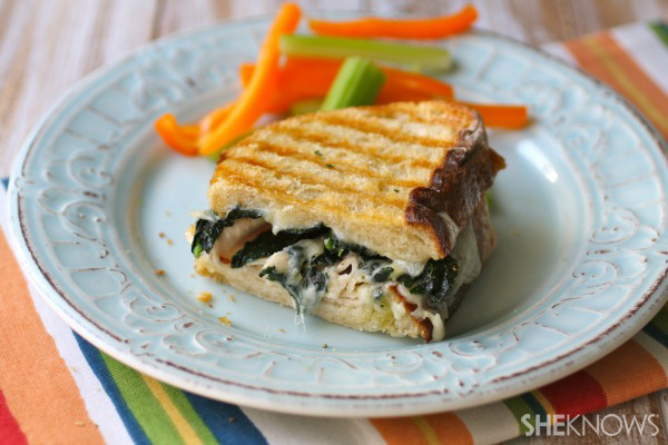 Turkey, Swiss, and seasoned kale panini