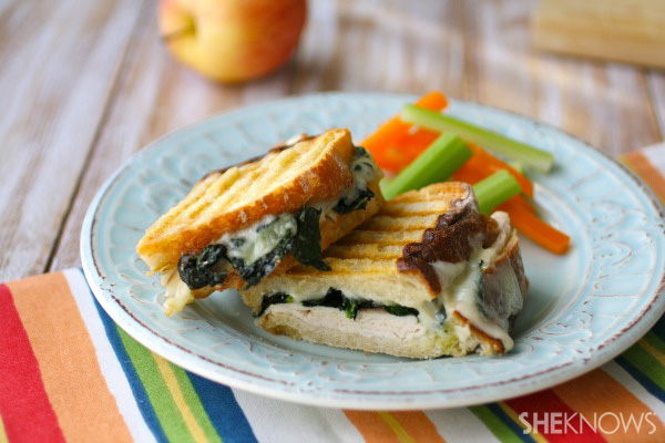 Turkey, Swiss, and seasoned kale panini