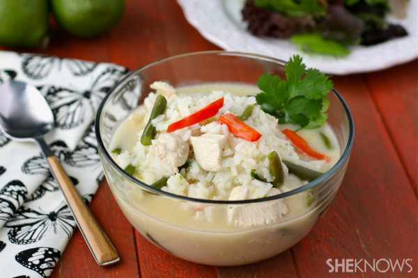Thai coconut chicken soup with rice