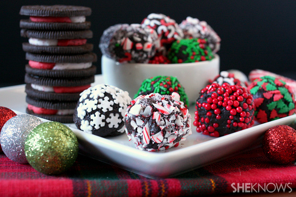 Candy cane Oreo truffles