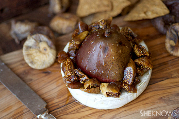 Gooey fig and pear baked brie