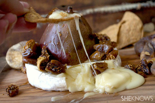 Gooey fig and pear baked brie