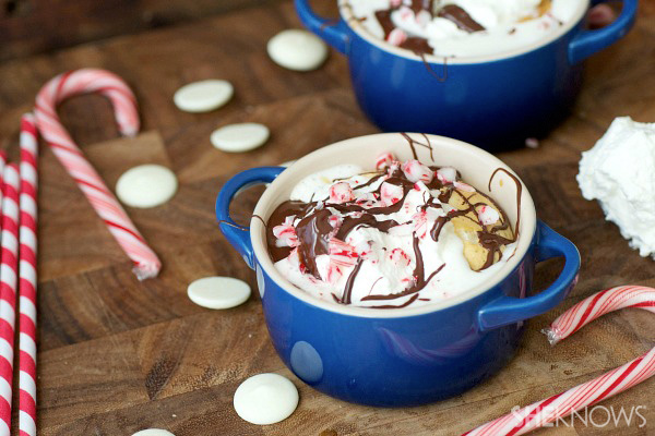 Double chocolate peppermint white chocolate soufflés