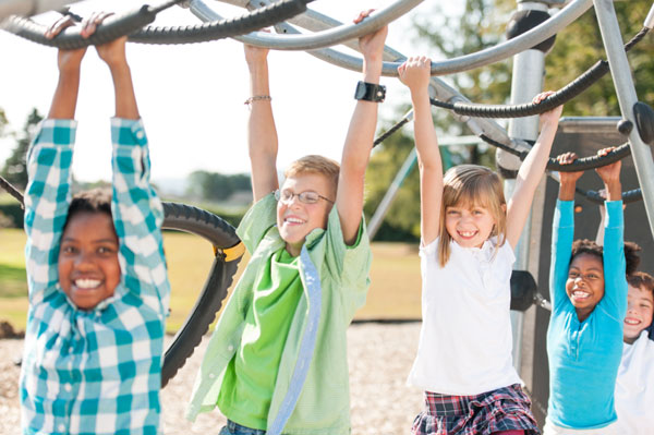 Kids on monkey bars