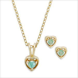 Birthstone necklace-and-earrings set