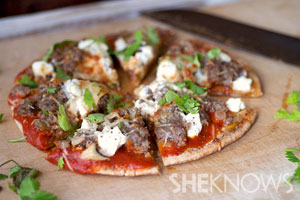 Sausage flat bread bites
