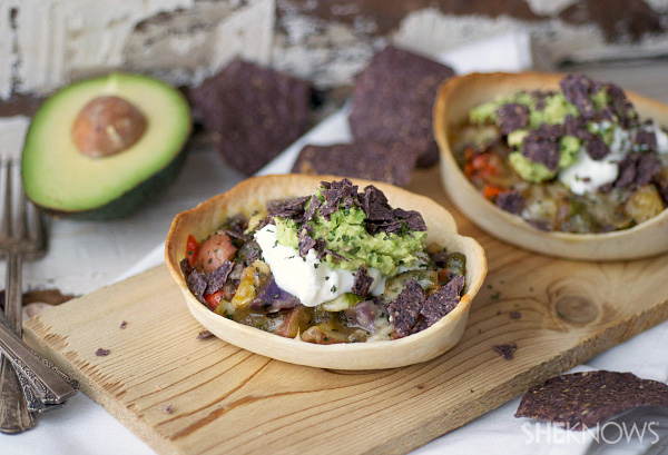 Spicy vegetable and avocado enchilada boats