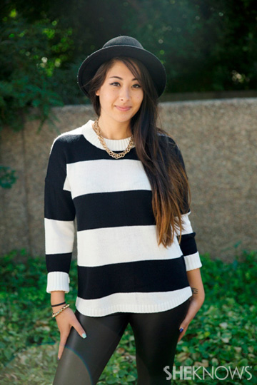 Edgy look with white and black top