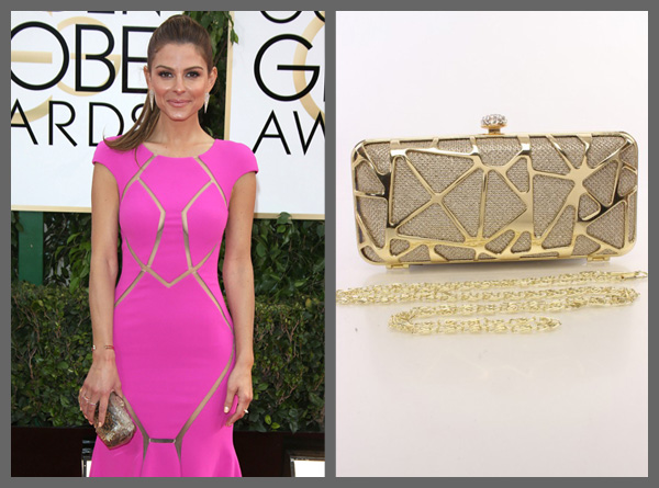 Maria Menounos and a metallic gold clutch