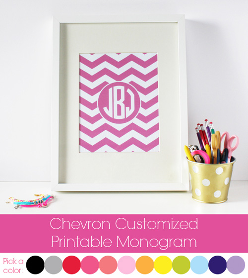 Chevron monogram printable