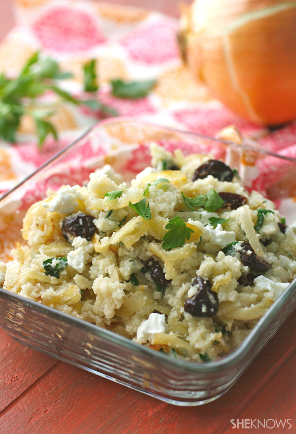 Cauliflower couscous with caramelized onion, cherries & goat cheese recipe | SheKnows.com