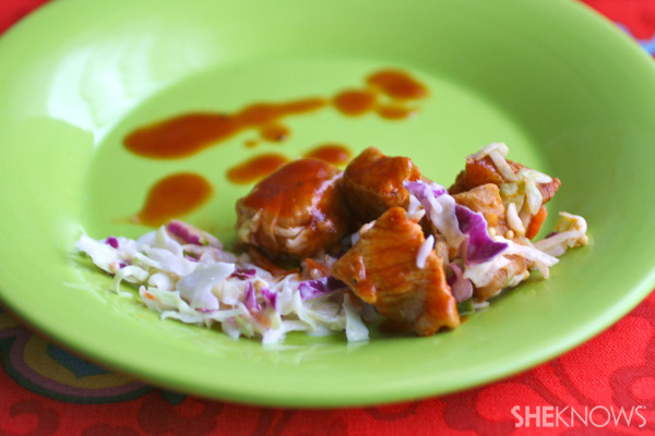 Sweet and tangy pork & slaw sandwich wraps