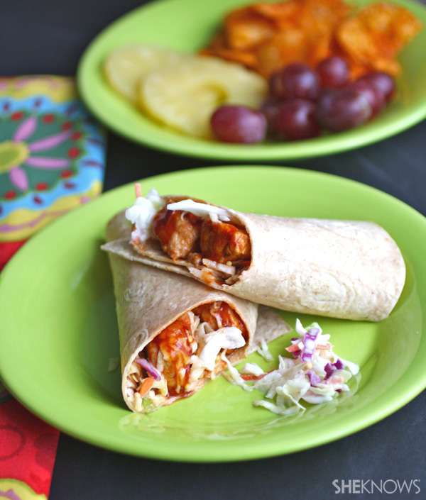 Sweet and tangy pork & slaw sandwich wraps